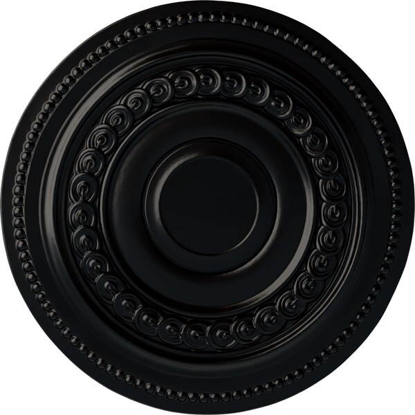 Ekena Millwork Oldham Ceiling Medallion (Fits Canopies up to 8 5/8"), Hand-Painted Jet Black, 18"OD x 1 1/4"P CM18OLBLF - main